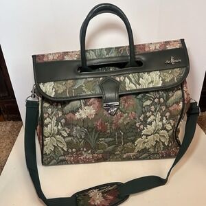 Vintage Atlantic Floral Tapestry Doctor Bag Carpet Weekender Lock Closure